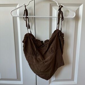 Brown corset-style tank top